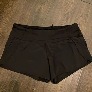 Lululemon black run times shorts, size 8